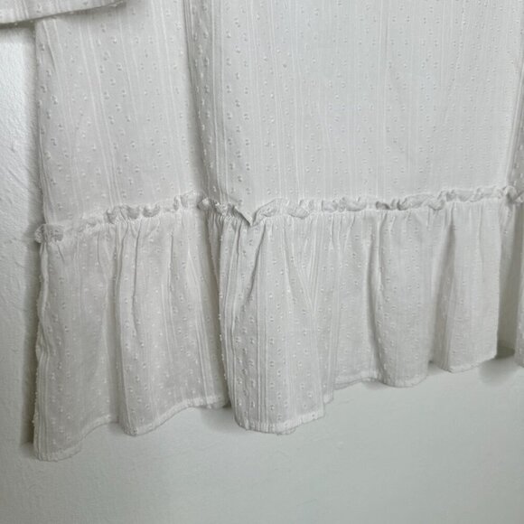 Duffield Lane White Ruffle Swiss Dot Sheer Mini Dress Size M - Picture 3 of 5